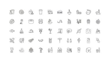 Culinary concept illustration, linear icons, line signs set, vector set
