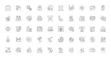 Biotechnology concept illustration, linear icons, line signs set, vector set