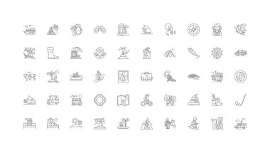 Journey concept illustration, linear icons, line signs set, vector set