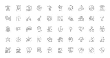 Business ideas ideas, linear icons, line signs set, vector set