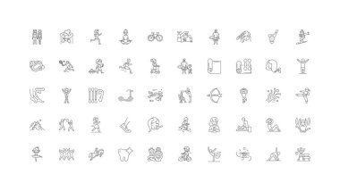 Healthy life concept illustration, linear icons, line signs set, vector set