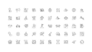 Reviews concept illustration, linear icons, line signs set, vector set