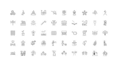Garden ideas, linear icons, line signs set, vector set