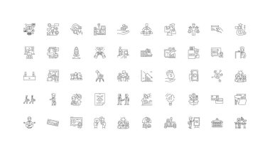 Public relations concept illustration, linear icons, line signs set, vector set