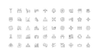 Globalization concept illustration, linear icons, line signs set, vector set