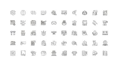 Education ideas, linear icons, line signs set, vector set