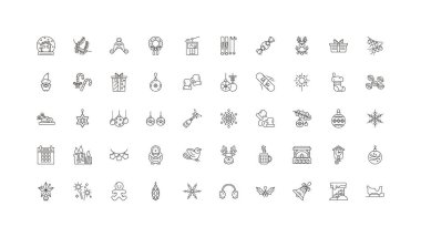 Christmas ideas, linear icons, line signs set, vector set