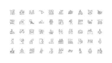 Shopper ideas, linear icons, line signs set, vector set