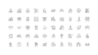 Philanthropy ideas, linear icons, line signs set, vector set