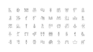 Femenism ideas, linear icons, line signs set, vector set