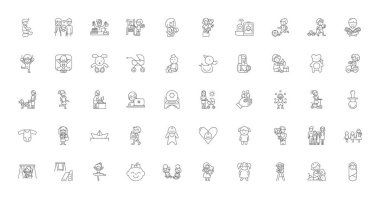 Baby ideas, linear icons, line signs set, vector set