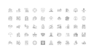 Insuarance ideas, linear icons, line signs set, vector set