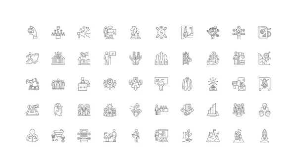 Startup Ideas Linear Icons Line Signs Set Vector Set — стоковый вектор