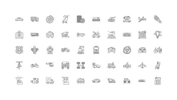 Transport Set Concept Illustration Linear Icons Line Signs Set Vector — Vettoriale Stock