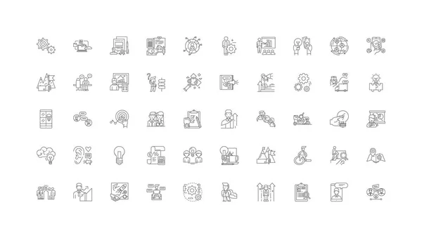 Solution Ideas Linear Icons Line Signs Set Vector Set — Stockvektor