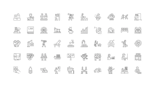 Workflow Concept Illustration Linear Icons Line Signs Set Vector Set — 图库矢量图片