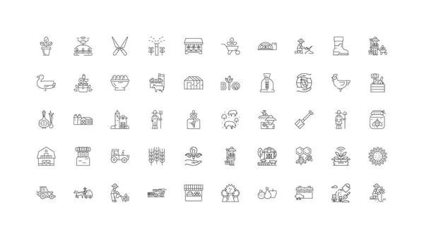 Farming Ideas Linear Icons Line Signs Set Vector Set — 스톡 벡터