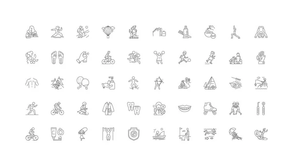 Healthy Life Ideas Linear Icons Line Signs Set Vector Set — Stok Vektör