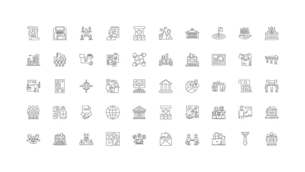 Group Concept Illustration Linear Icons Line Signs Set Vector Set — Vetor de Stock