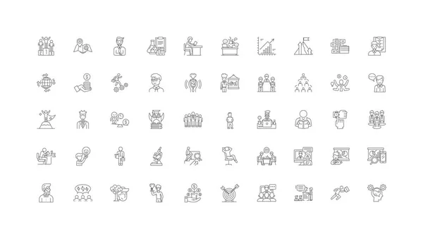 Mentor Ideas Linear Icons Line Signs Set Vector Set — Stok Vektör