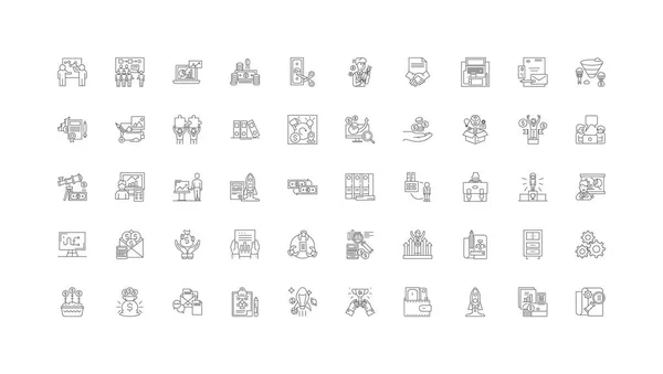 Franchise Concept Illustration Linear Icons Line Signs Set Vector Set — Vettoriale Stock