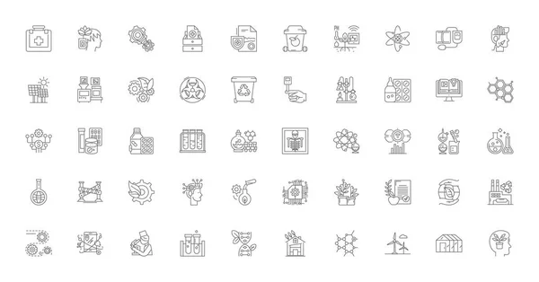Biotechnology Concept Illustration Linear Icons Line Signs Set Vector Set — Vettoriale Stock