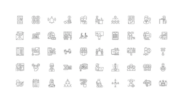 Investment Management Concept Illustration Linear Icons Line Signs Set Vector — Image vectorielle