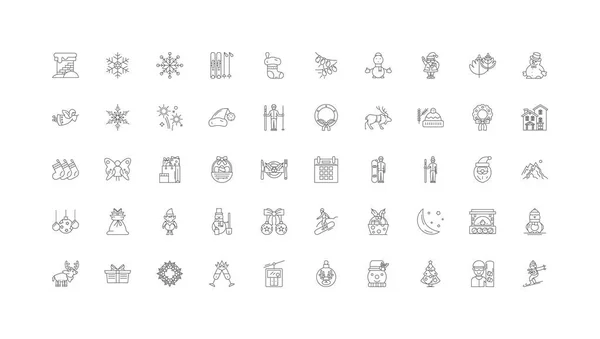 Winter Concept Illustration Linear Icons Line Signs Set Vector Set — Διανυσματικό Αρχείο