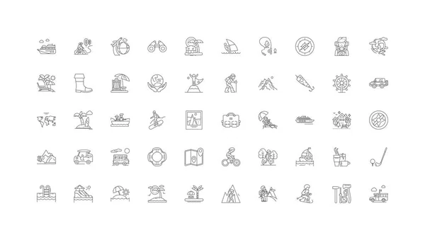 Journey Concept Illustration Linear Icons Line Signs Set Vector Set — Stok Vektör