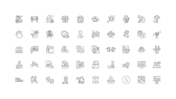 Small Business Concept Illustration Linear Icons Line Signs Set Vector — Stok Vektör