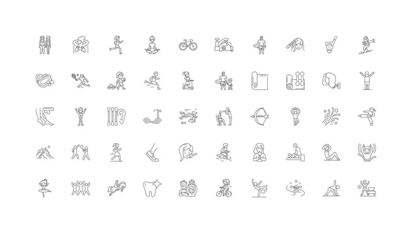 Healthy Life Concept Illustration Linear Icons Line Signs Set Vector — Stok Vektör