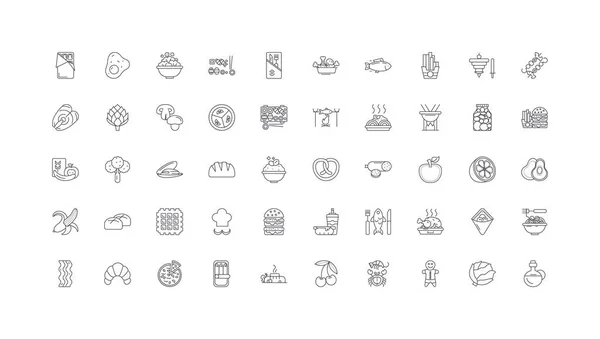 Food Products Concept Illustration Linear Icons Line Signs Set Vector — Vettoriale Stock