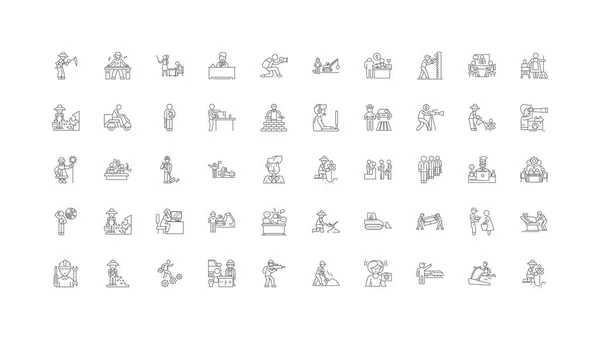 Working Ideas Linear Icons Line Signs Set Vector Set — Archivo Imágenes Vectoriales