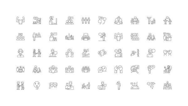 Communication Ideas Linear Icons Line Signs Set Vector Set — стоковый вектор