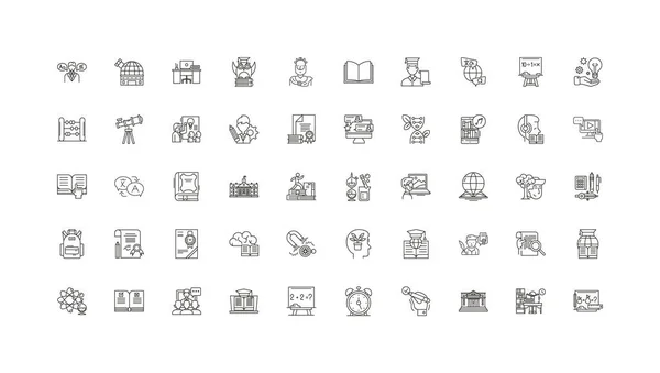 Learning Concept Illustration Linear Icons Line Signs Set Vector Set — Vettoriale Stock