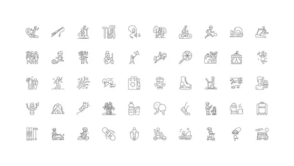 Free Time Concept Illustration Linear Icons Line Signs Set Vector — 스톡 벡터