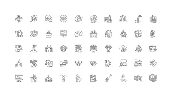 Strategy Concept Illustration Linear Icons Line Signs Set Vector Set — Wektor stockowy