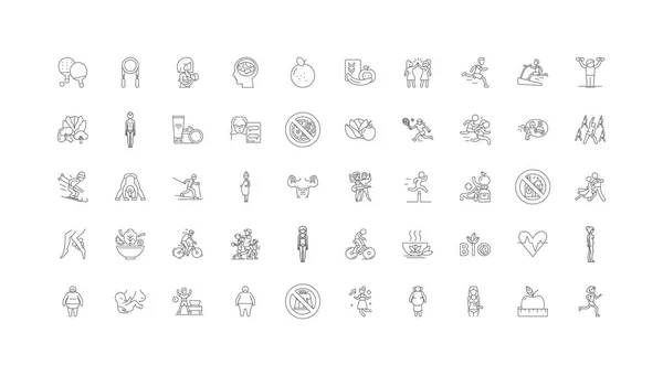 Weight Loss Ideas Linear Icons Line Signs Set Vector Set — Stok Vektör