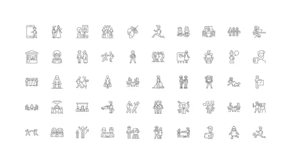 Men Ideas Linear Icons Line Signs Set Vector Set — Stockvektor