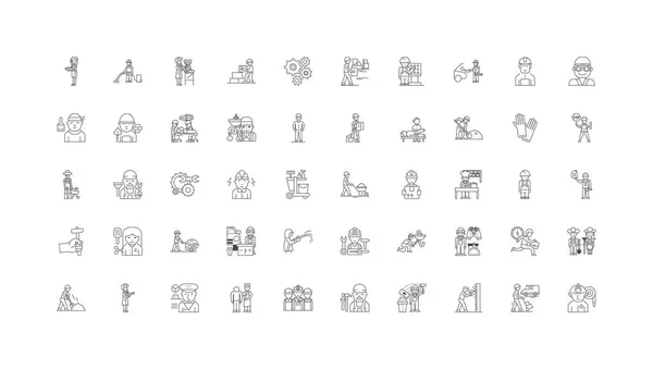 Working People Ideas Linear Icons Line Signs Set Vector Set — Stockvektor