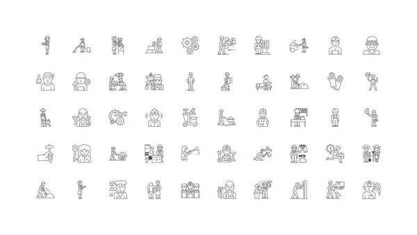 Working People Ideas Linear Icons Line Signs Set Vector Set —  Vetores de Stock