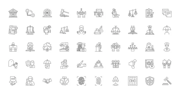 Attorney Ideas Linear Icons Line Signs Set Vector Set — Stock Vector