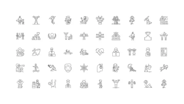 Successful People Ideas Linear Icons Line Signs Set Vector Set — Stok Vektör