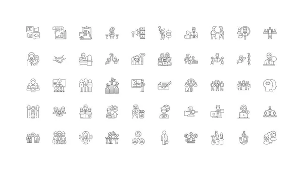 Recruitment Concept Illustration Linear Icons Line Signs Set Vector Set —  Vetores de Stock