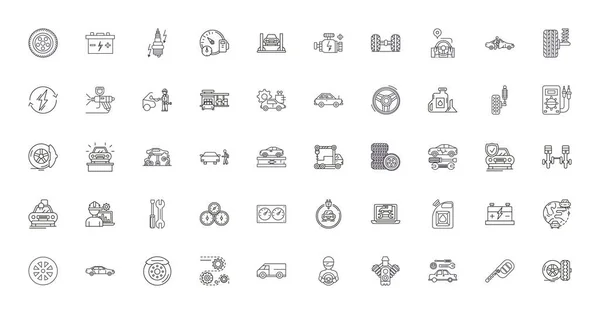 Car Service Ideas Linear Icons Line Signs Set Vector Set — Vettoriale Stock
