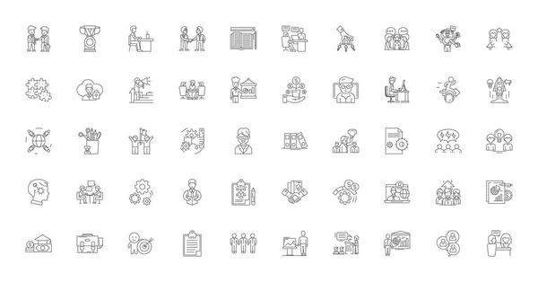 Business Education Ideas Linear Icons Line Signs Set Vector Set — Stockový vektor