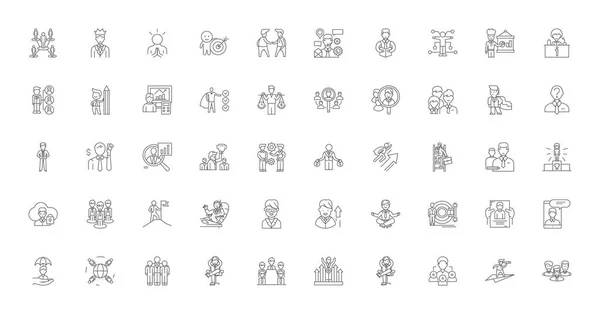 Agency Concept Illustration Linear Icons Line Signs Set Vector Set — стоковый вектор