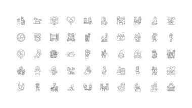 Maternity ideas, linear icons, line signs set, vector set