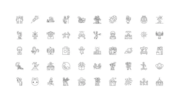 Celebrating People Ideas Linear Icons Line Signs Set Vector Set — Image vectorielle