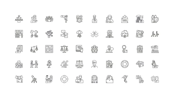 Law Justice Ideas Linear Icons Line Signs Set Vector Set — Vector de stock